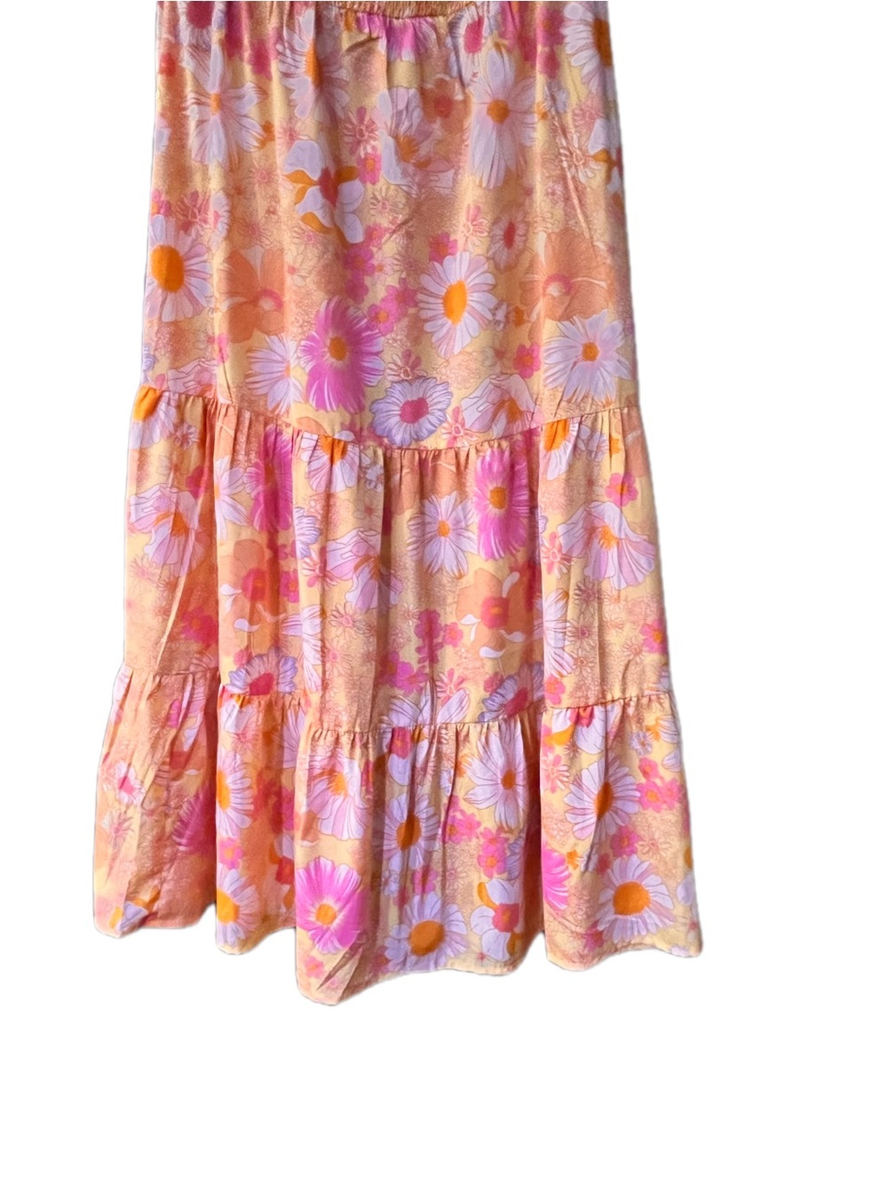 NWT Boho Floral Bright Orange and Pink Indulge Dress Off the Shoulder Size Large - Picture 8 of 9